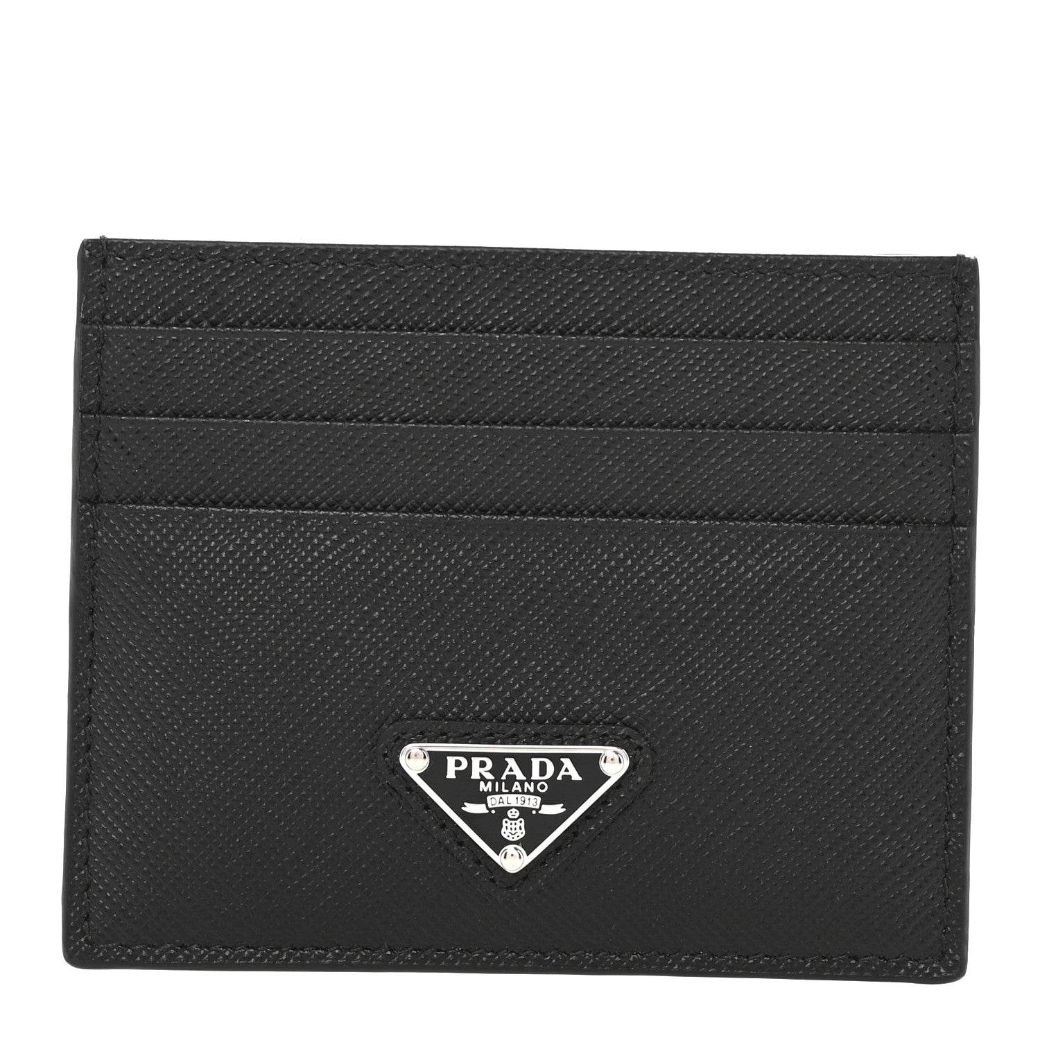 Prada Saffiano Triangle Card Case Black 1 of 8