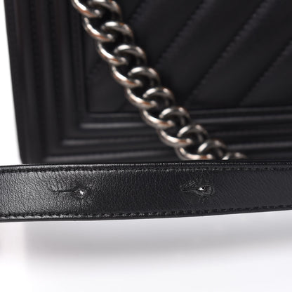 Chanel Lambskin Chevron Quilted New Medium Boy Flap Black 13 of 14