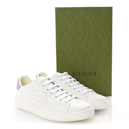 Gucci Calfskin Interlocking G Perforated Womens Ace Sneakers 39 White Grey Sky 11 of 11
