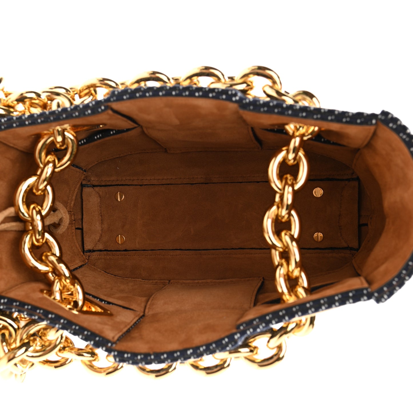 Denim Maxi Intrecciato High Frequency Chain Tote Indigo