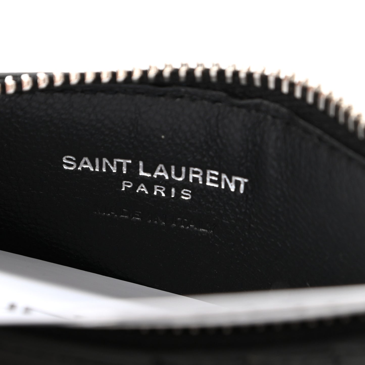 Calfskin Eclair Fragments Studded Zip Pouch Card Holder Black