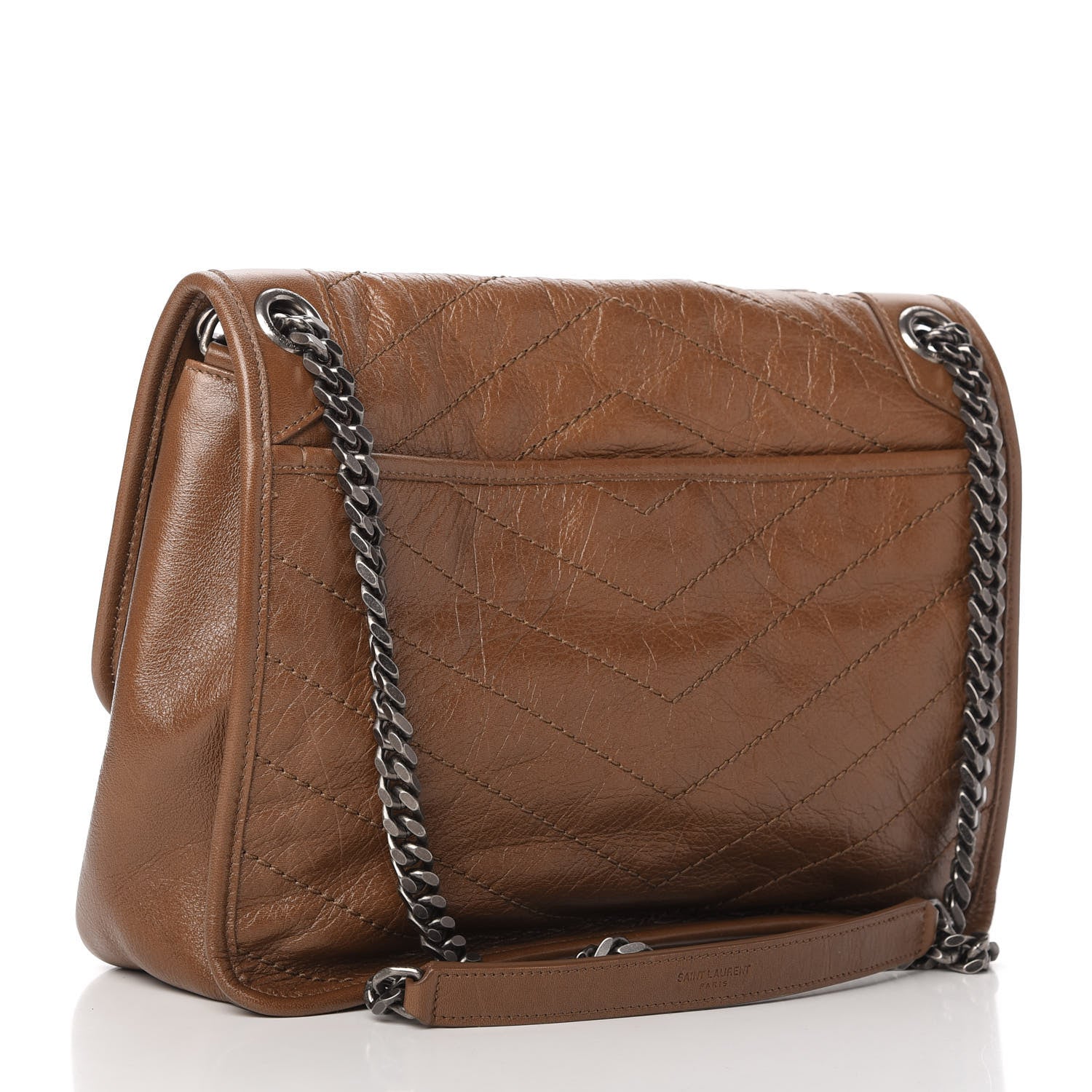 Saint Laurent Crinkled Calfskin Matelasse Monogram Medium Niki Chain Satchel Caramel 3 of 10