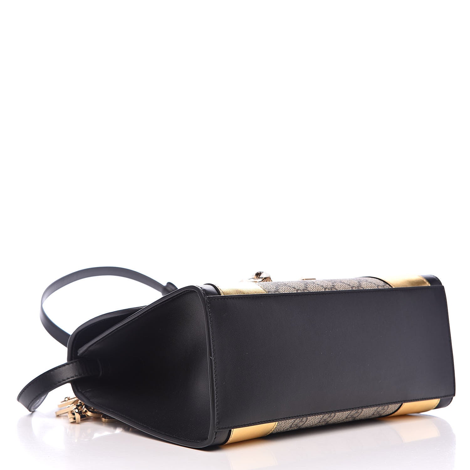 Gucci GG Supreme Monogram Small Osiride Top Handle Bag Black Gold 4 of 12