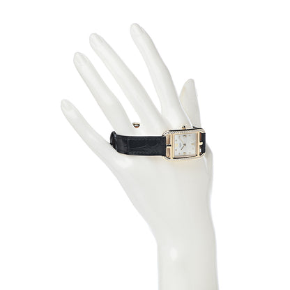 Hermes 18K Yellow Gold Alligator Diamond Bezel Mother of Pearl 23mm Cape Cod Quartz Watch Noir 2 of 9