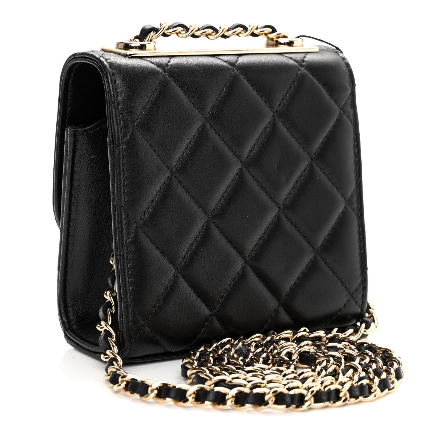 Lambskin Quilted Mini Trendy CC Clutch With Chain Black
