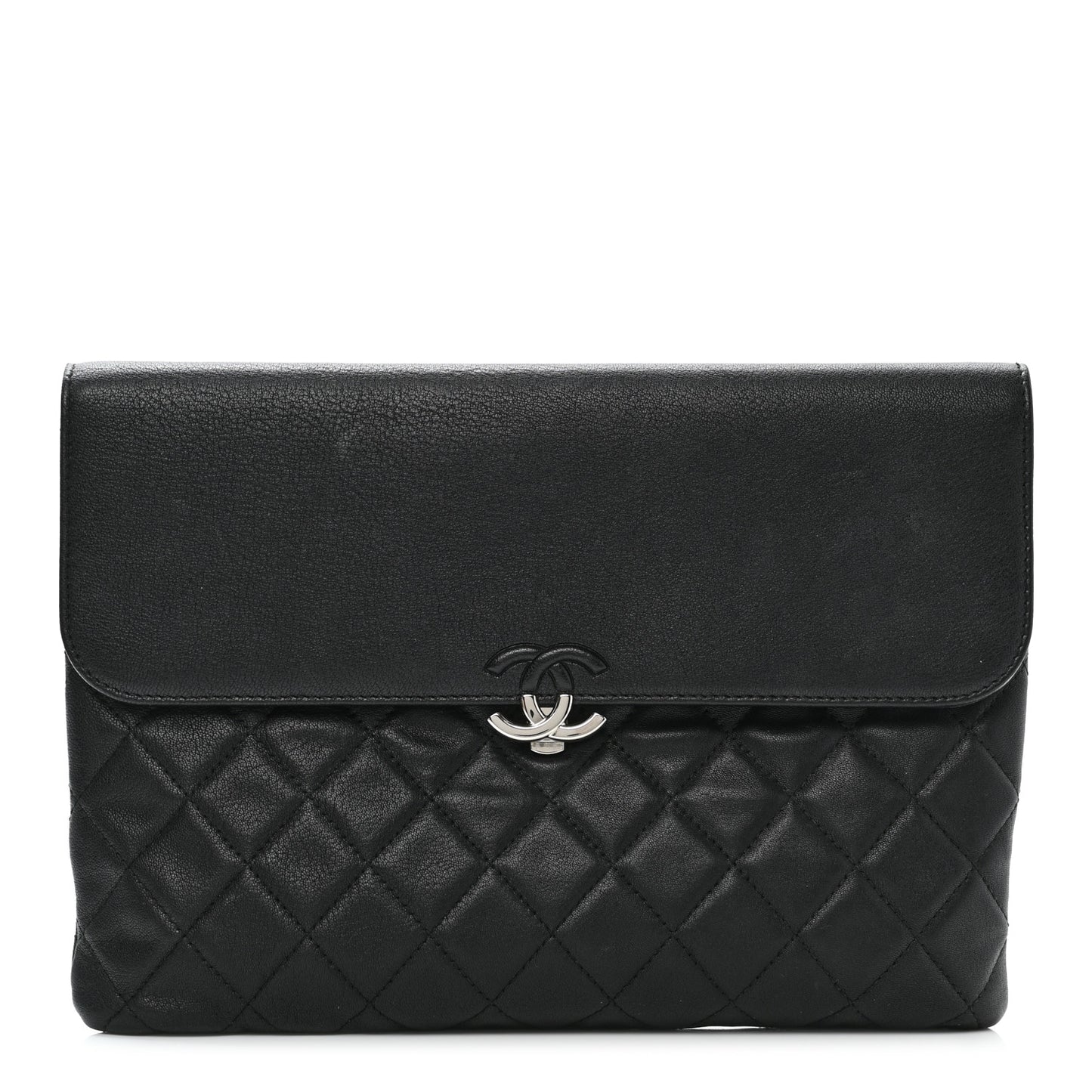 Goatskin Quilted CC Box Pouch Black
