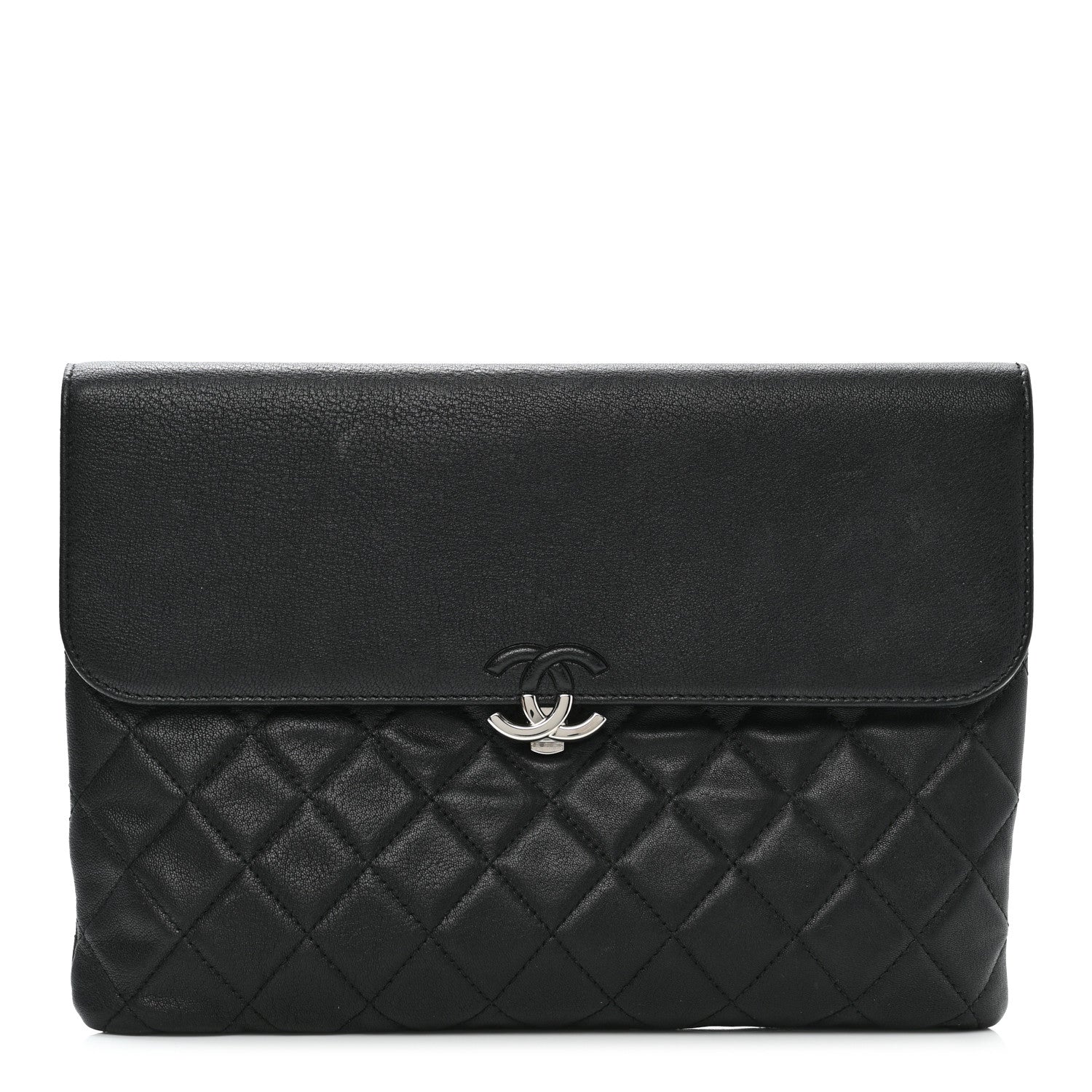 Chanel Goatskin Quilted CC Box Pouch Black 1 of 12