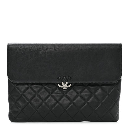 Chanel Goatskin Quilted CC Box Pouch Black 1 of 12