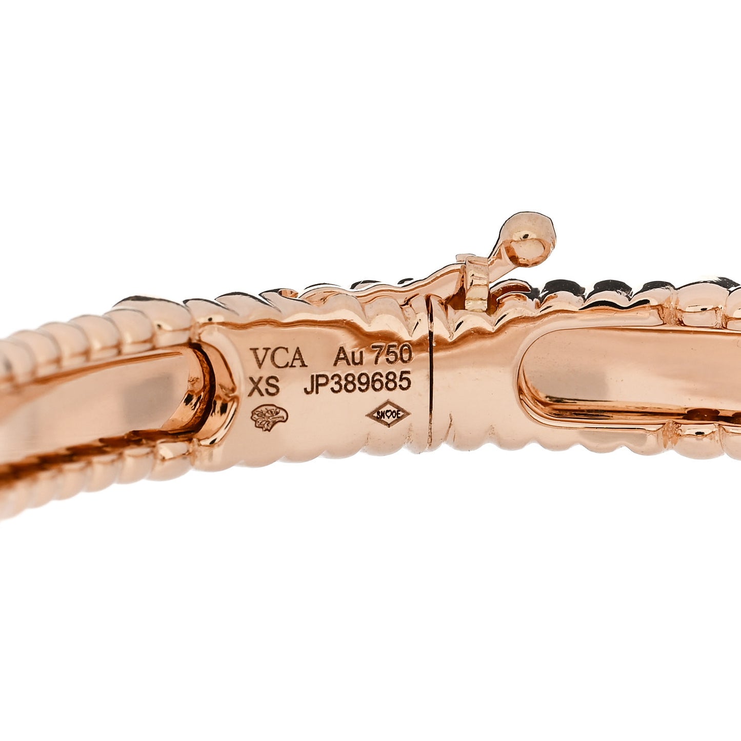 18K Rose Gold Diamond Perlee Sweet Clovers Bracelet XS