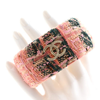 Chanel CC Tweed Cuff Bracelet S Pink 2 of 6