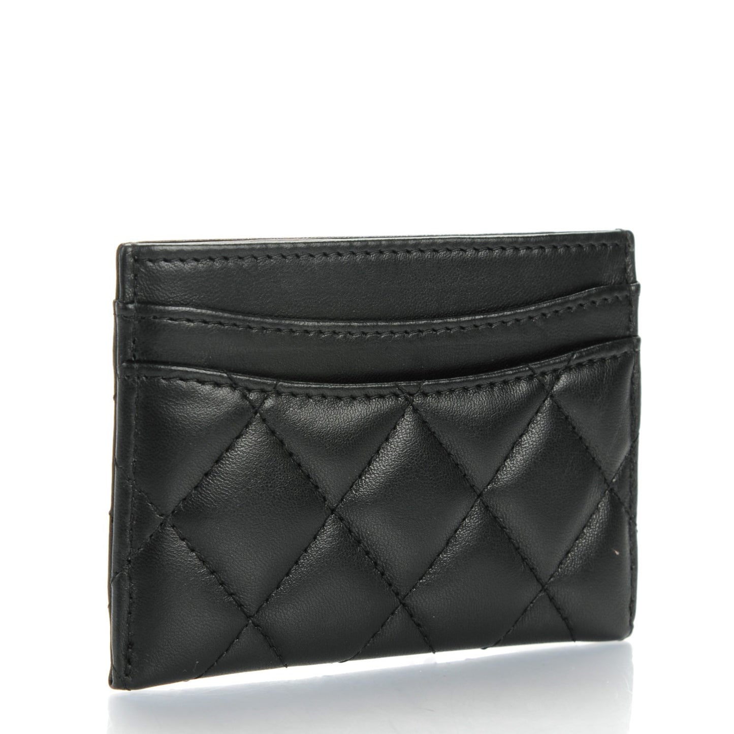 Lambskin Quilted Card Holder Black