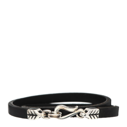 David Yurman Sterling Silver Leather Chevron Double Wrap Bracelet Black 1 of 4