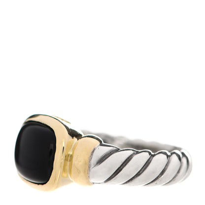 David Yurman Sterling Silver 14K Yellow Gold Black Onyx 10mm Noblesse Ring 49 5 3 of 8