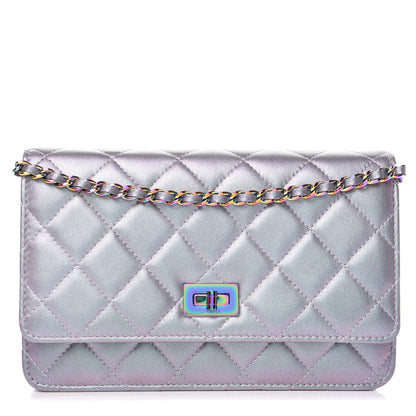 Chanel Iridescent Lambskin Quilted Reissue Wallet On Chain WOC Light Purple 1 of 11