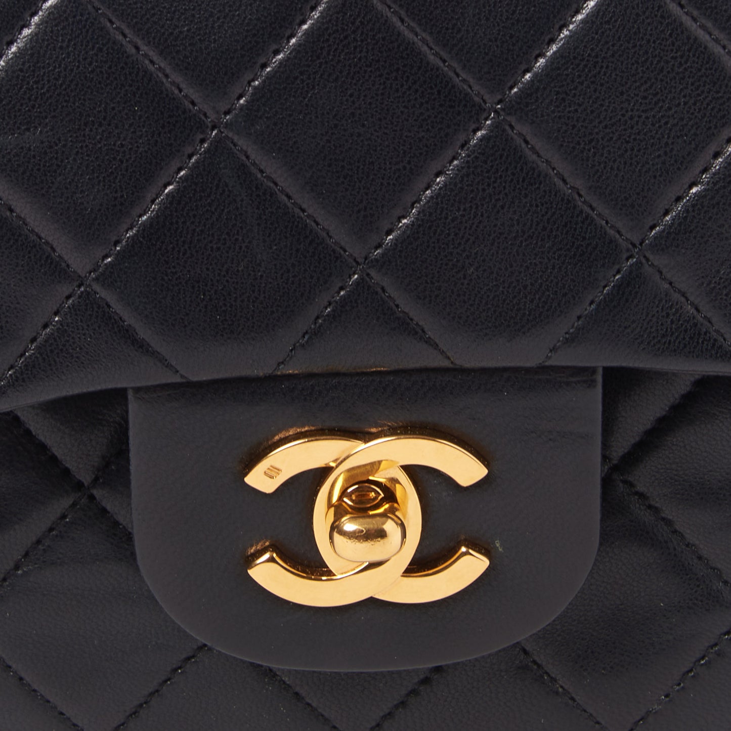 Lambskin Quilted Small Double Flap Black