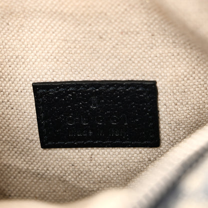 Gucci GG Supreme Monogram Textured Dollar Calfskin Web Mini Ophidia Double Zip Messenger Bag Beige Blue 6 of 10