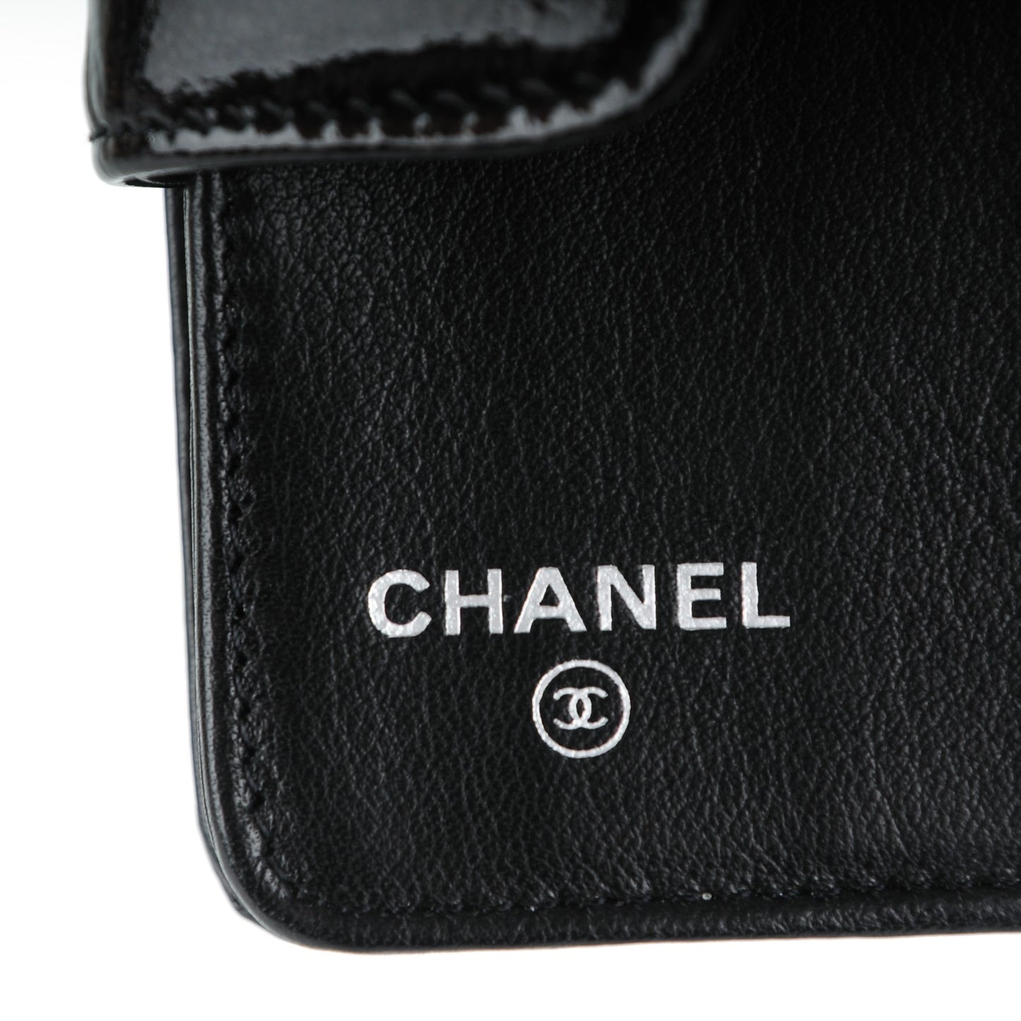 Patent Compact Zip Wallet Black
