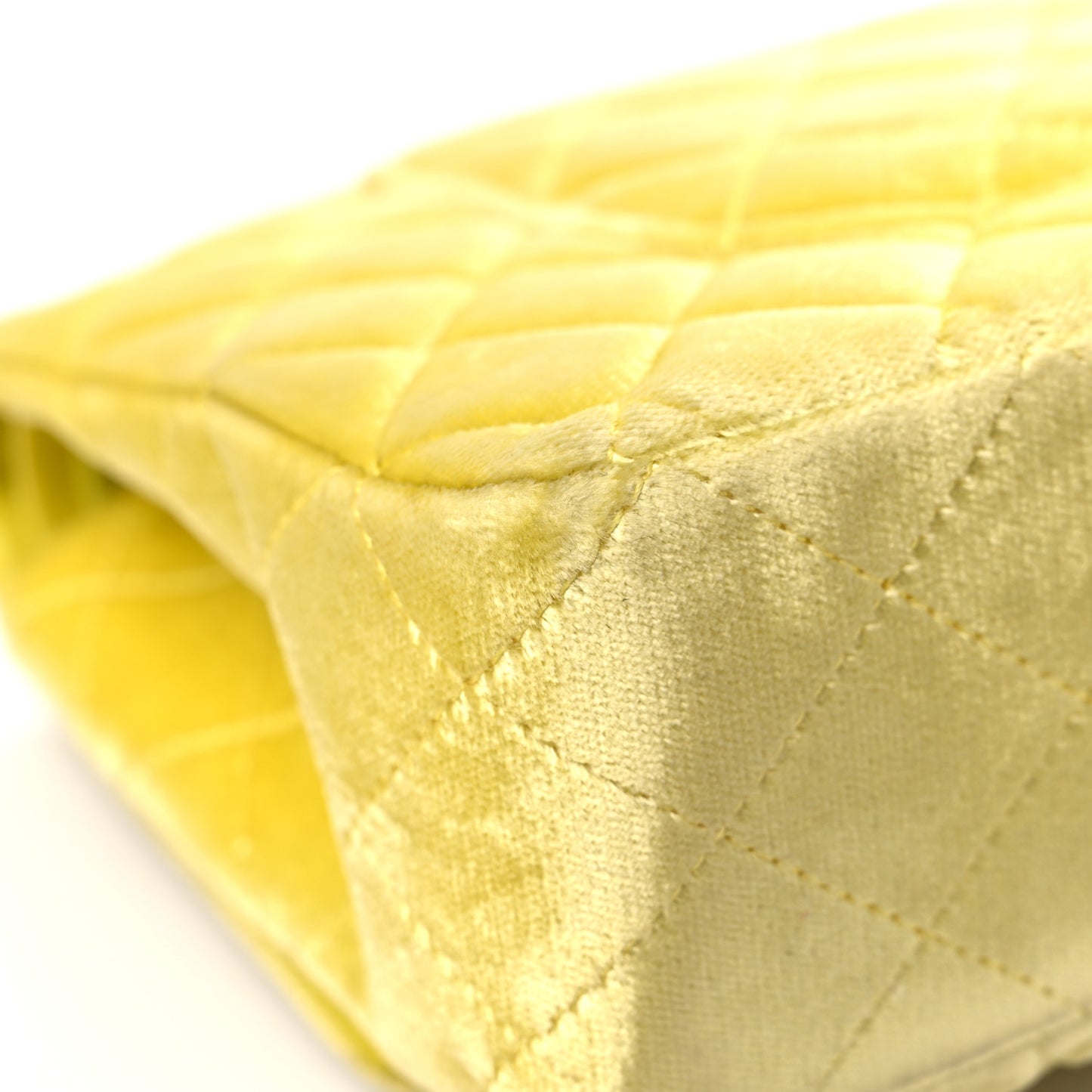 Velvet Quilted Medium Double Flap Yellow