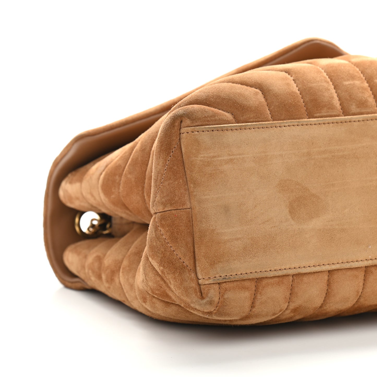 Suede Y Quilted Monogram Medium Loulou Chain Satchel Cinnamon