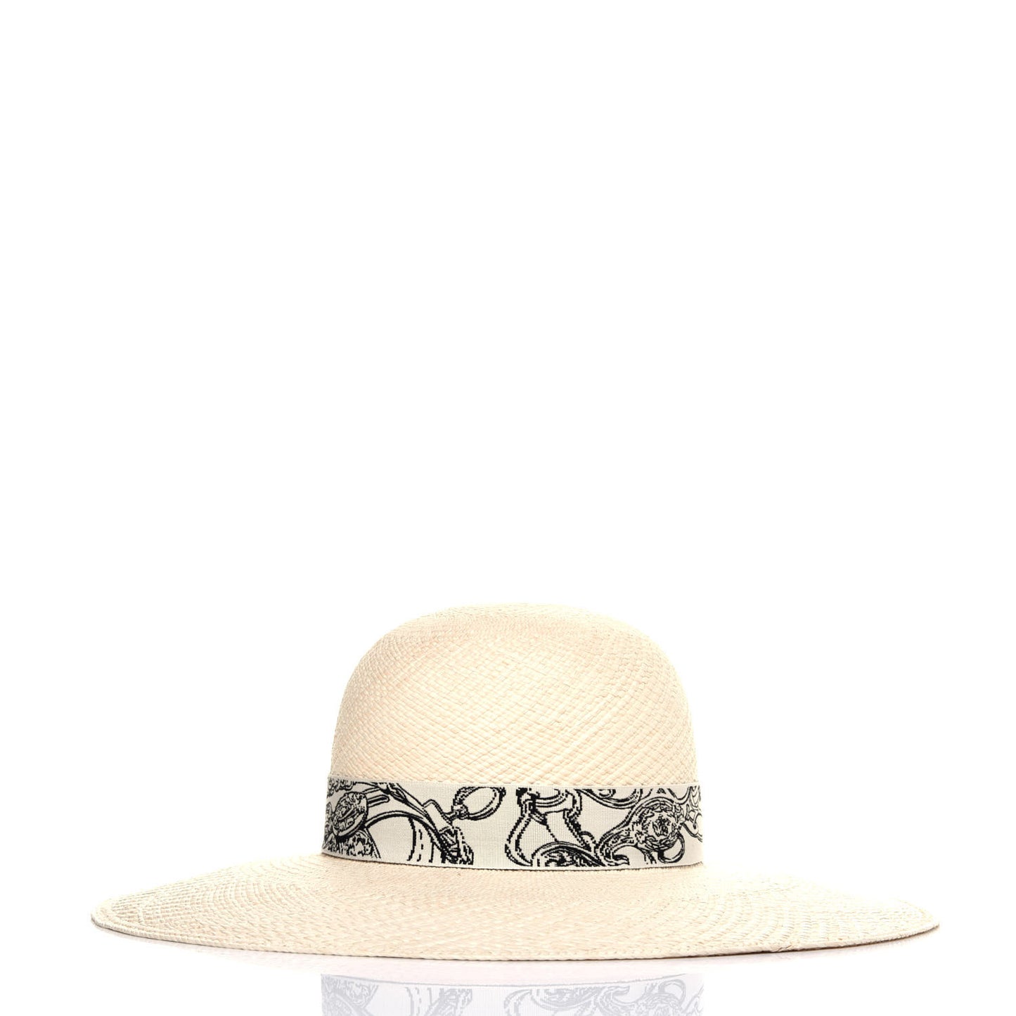 Straw Brides De Gala Panama Carrousel Hat 56 Naturel Ecru Black