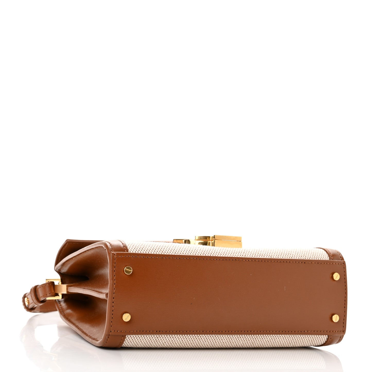 Canvas Calfskin Mini Classic Monogram Cassandra Top Handle Tan Natural
