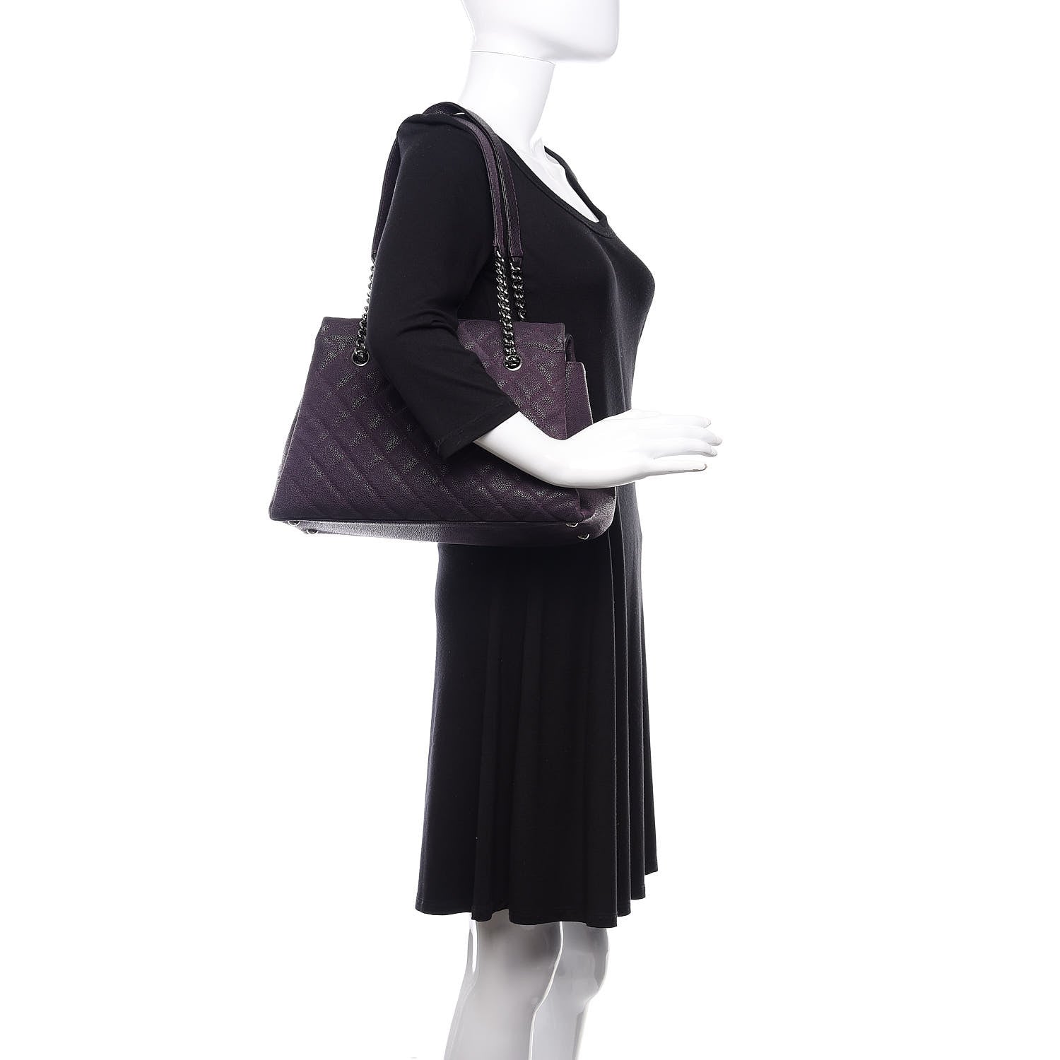 Chanel Iridescent Caviar Quilted Lady Pearly Tote Purple 2 of 13