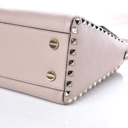 Valentino Garavani Pebbled Calfskin Rockstud Top Handle Shoulder Bag Poudre 11 of 12