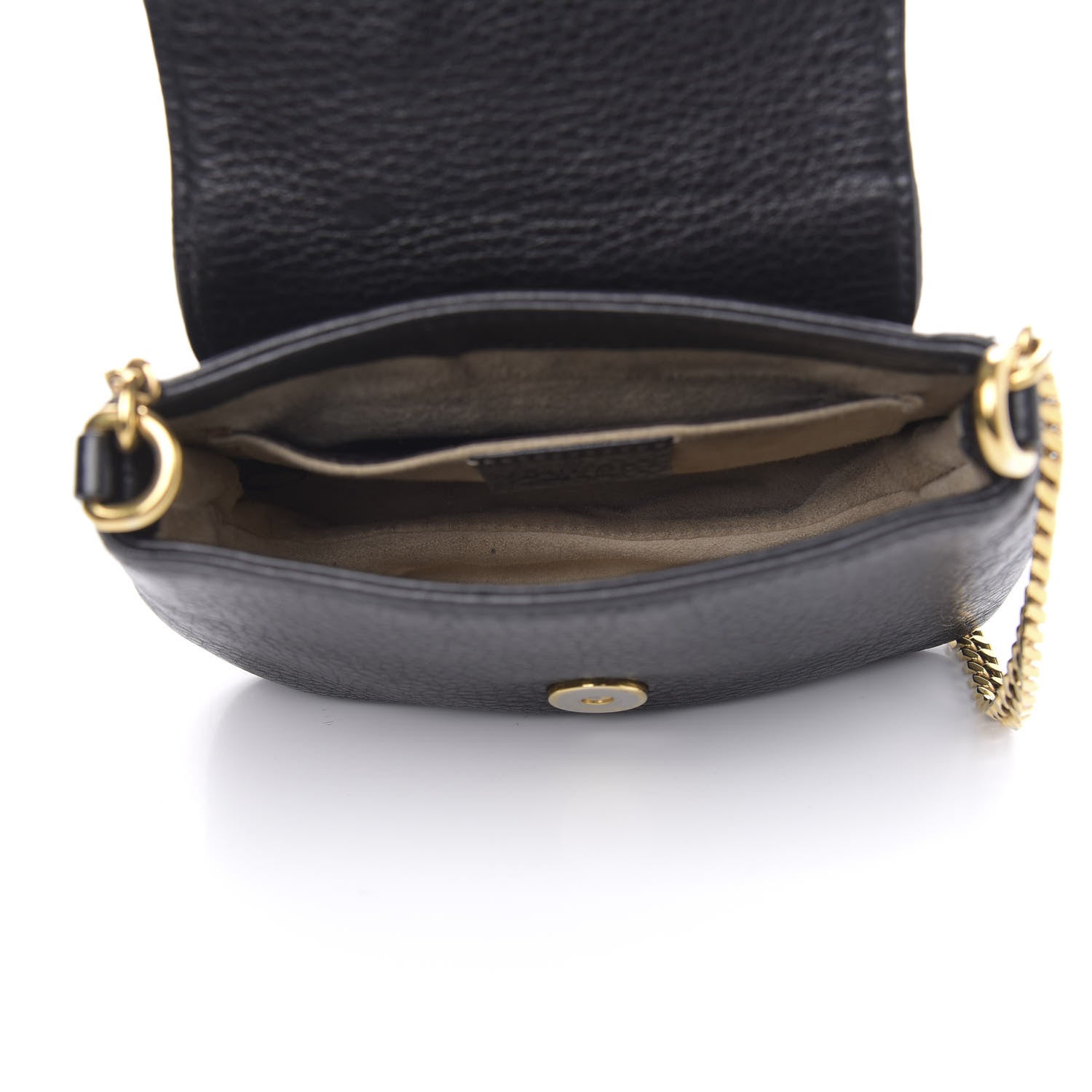 Gucci Pebbled Calfskin Small 1973 Chain Shoulder Bag Black 5 of 12