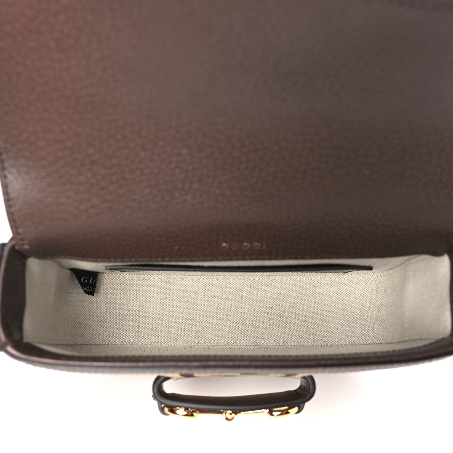 Monogram Jumbo GG Textured Dollar Calfskin Web Mini Horsebit 1955 Shoulder Bag Camel Ebony New Acero