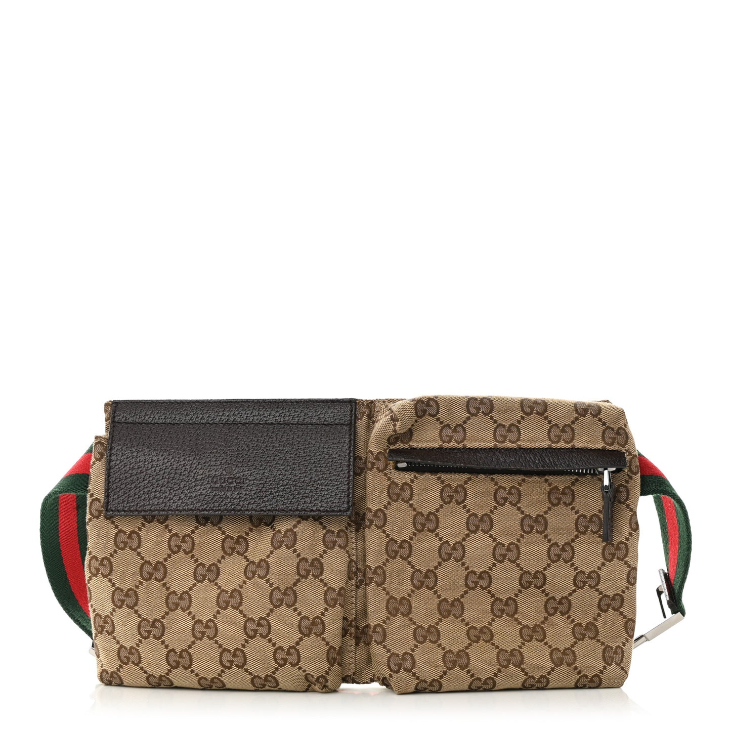 GG Monogram Double Pocket Belt Bag Dark Brown
