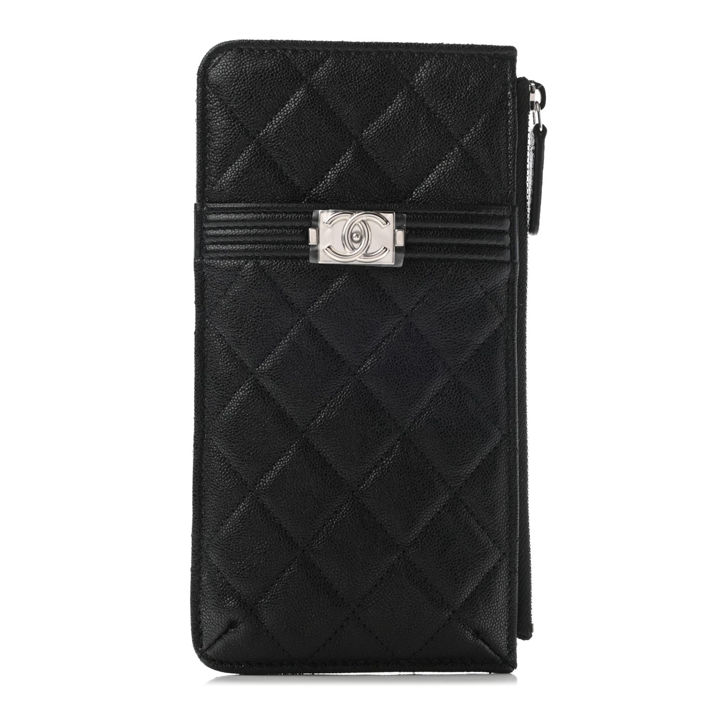 Caviar Quilted Boy Flat Wallet Pouch Black