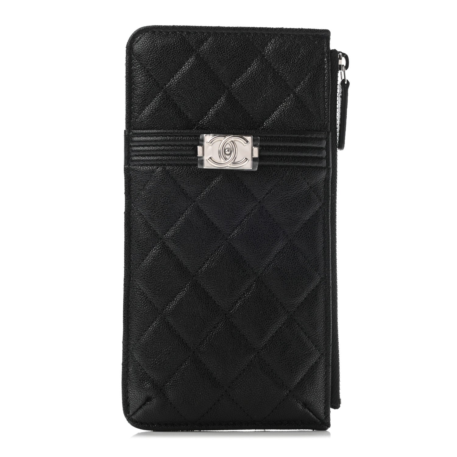 Chanel Caviar Quilted Boy Flat Wallet Pouch Black 1 of 7