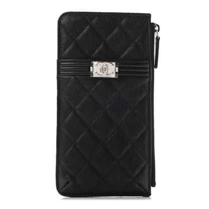 Chanel Caviar Quilted Boy Flat Wallet Pouch Black 1 of 7