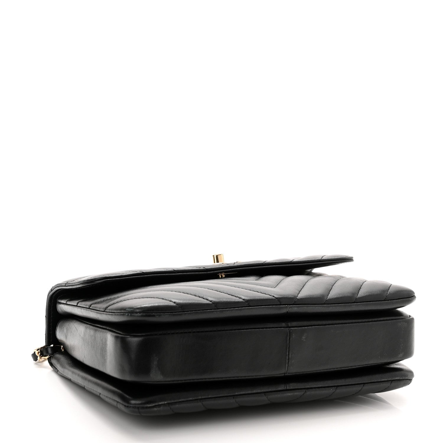 Chanel Lambskin Chevron Quilted Small Trendy CC Dual Handle Flap Bag Black 4 of 13
