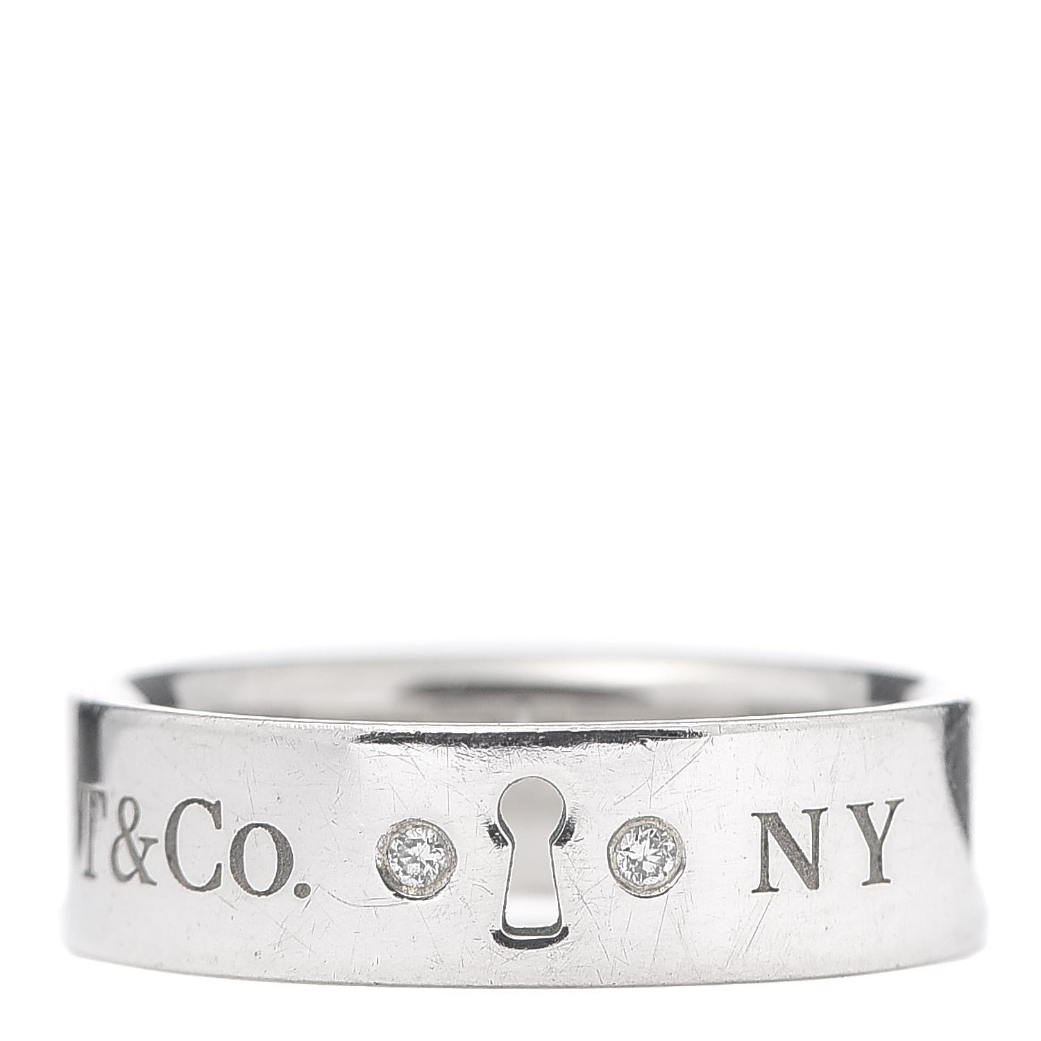Tiffany Sterling Silver Diamond Locks Ring 58 8.25 1 of 4