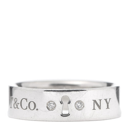 Tiffany Sterling Silver Diamond Locks Ring 58 8.25 1 of 4