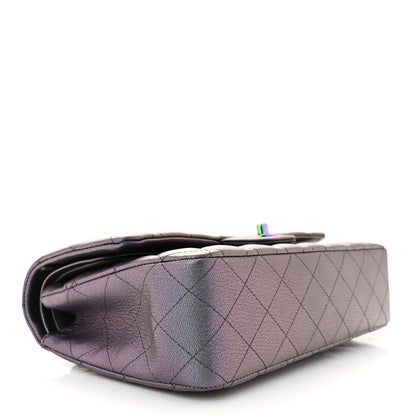 Chanel Iridescent Goatskin Quilted Medium Double Flap Purple 4 of 11