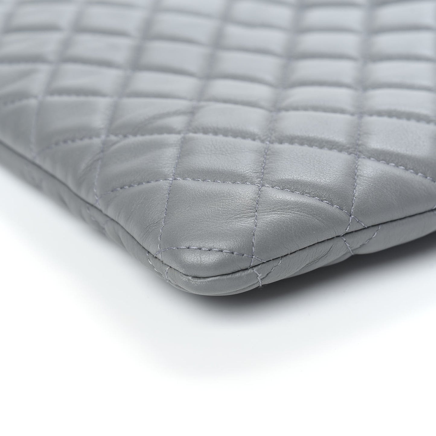 Lambskin Quilted Large Boy Cosmetic Case Grey