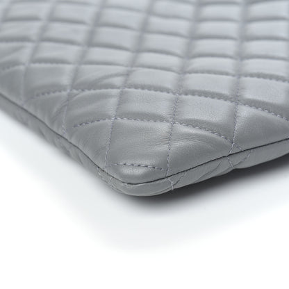 Chanel Lambskin Quilted Large Boy Cosmetic Case Grey 9 of 10