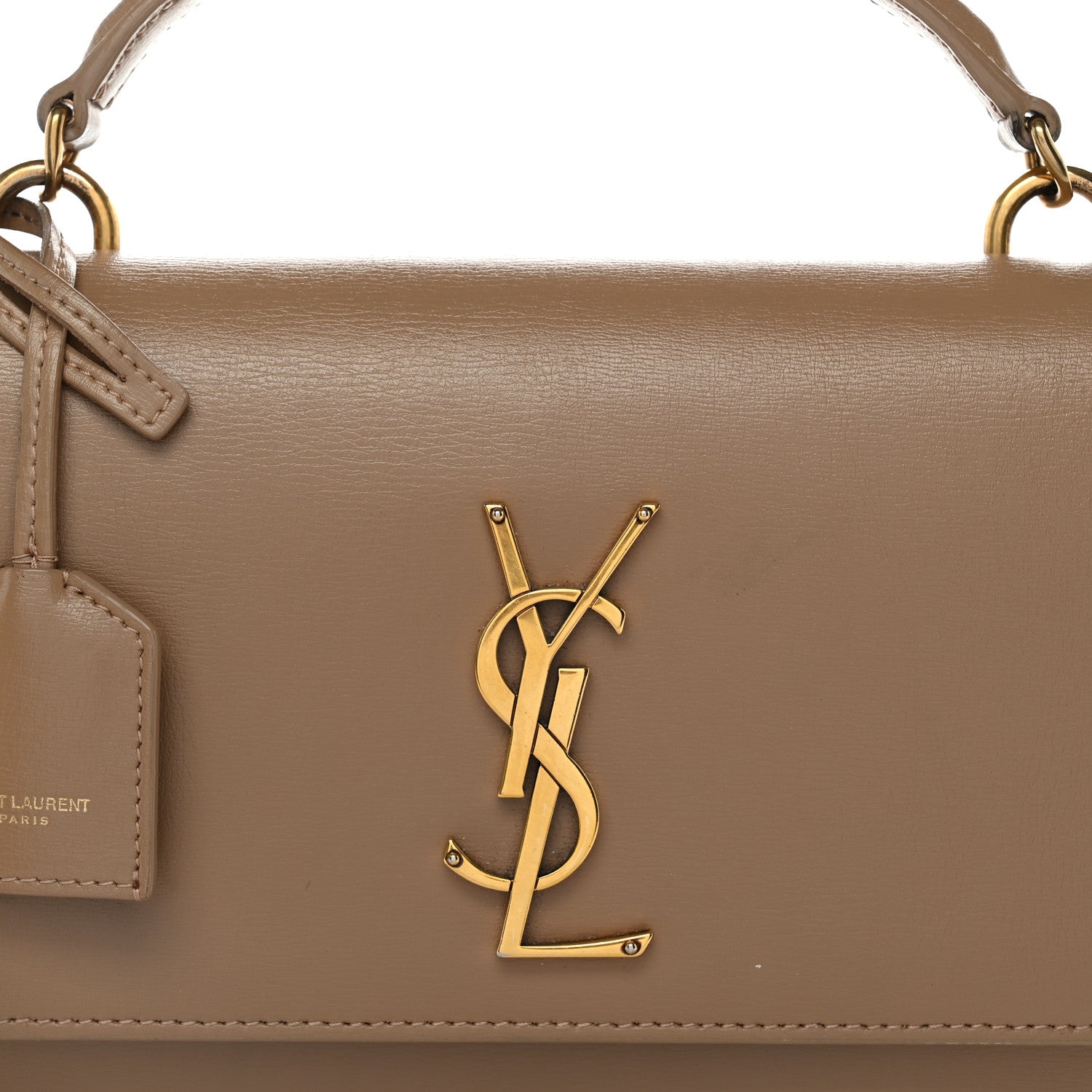 Saint Laurent Smooth Calfskin Medium Monogram Sunset Satchel  Natural Tan 8 of 13