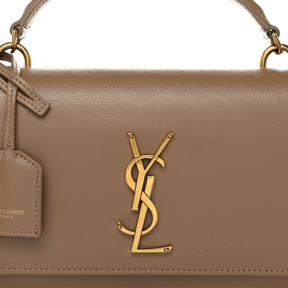 Saint Laurent Smooth Calfskin Medium Monogram Sunset Satchel  Natural Tan 8 of 13