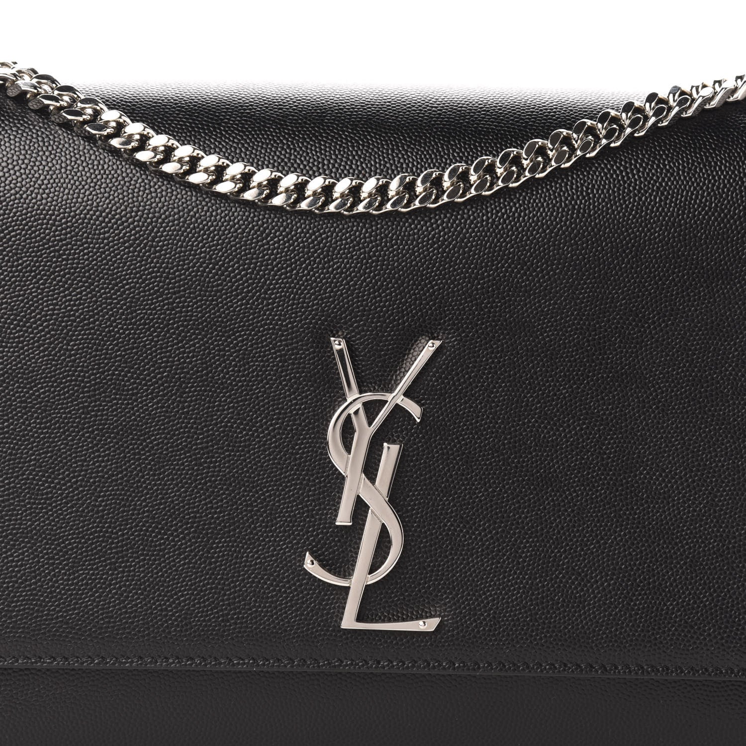 Saint Laurent Grain De Poudre Large Classic Monogram Kate Satchel Black 10 of 10