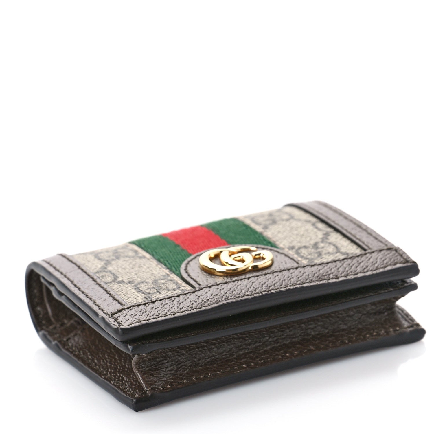 Gucci GG Supreme Monogram Web Ophidia Card Case Beige New Acero 4 of 9