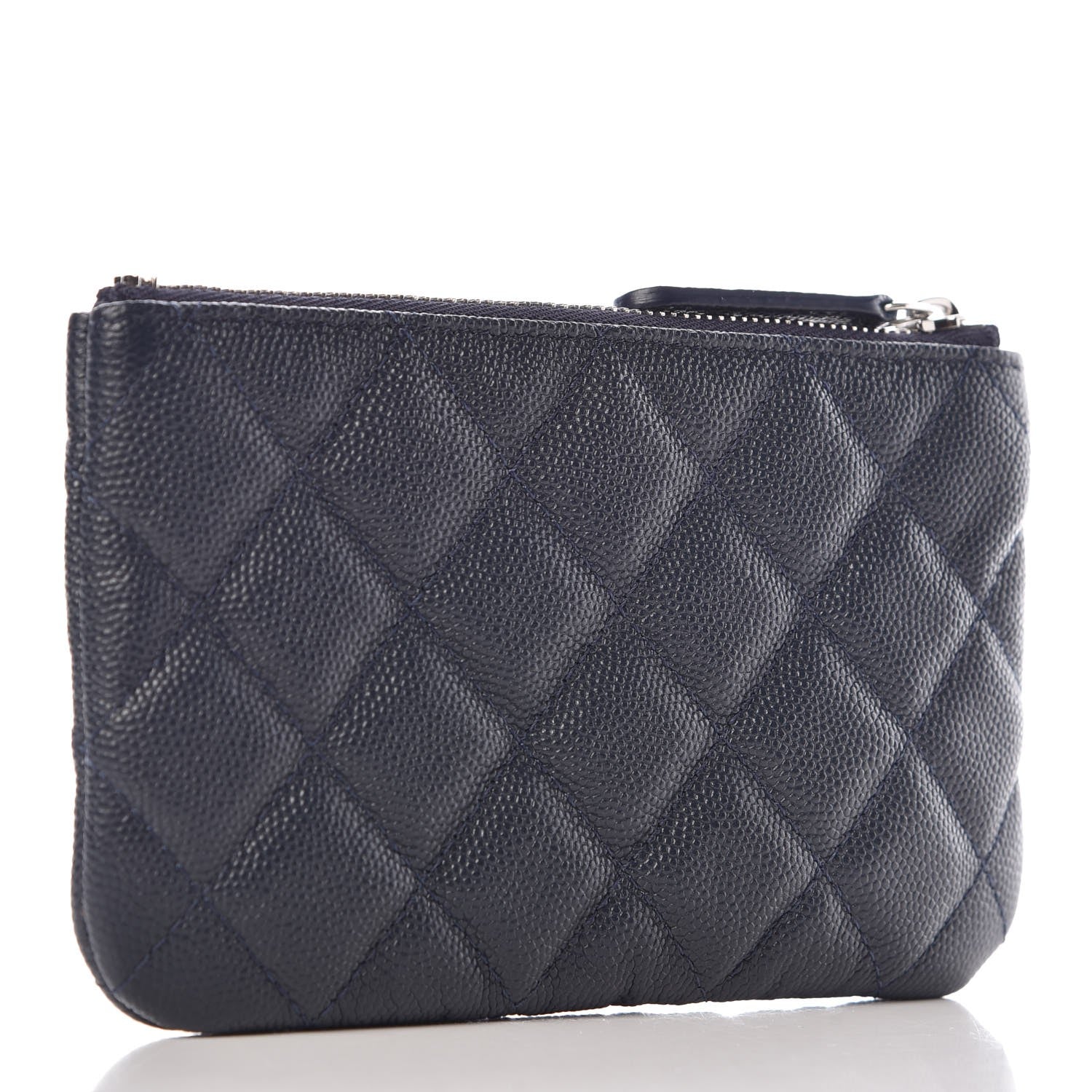 Chanel Metallic Caviar Quilted Small Cosmetic Case Dark Blue 3 of 8
