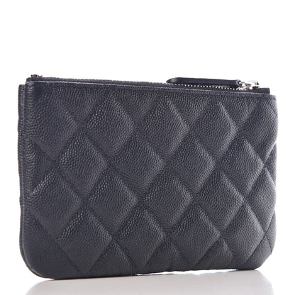 Chanel Metallic Caviar Quilted Small Cosmetic Case Dark Blue 3 of 8