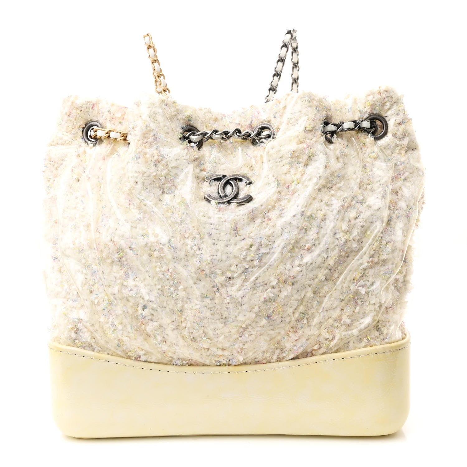 Chanel Tweed PVC Quilted Small Gabrielle Backpack White 1668638 ...