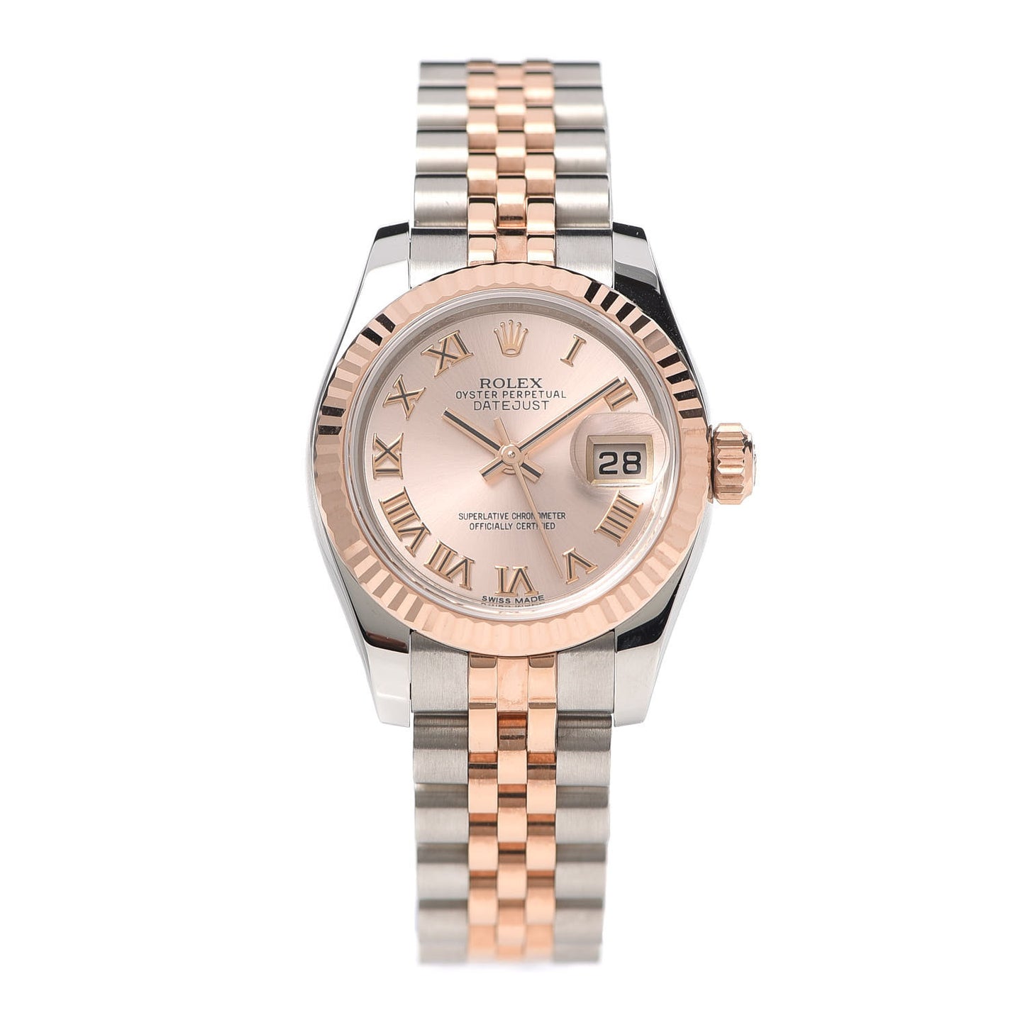 Stainless Steel 18K Everose Gold 26mm Oyster Perpetual Datejust Watch Pink Roman 179171