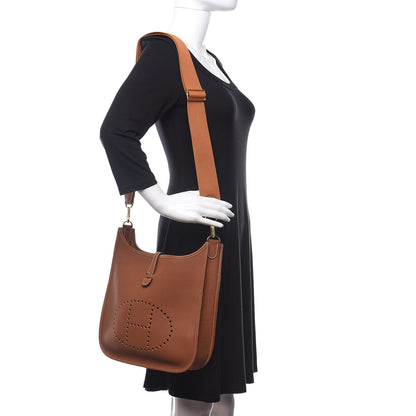 Hermes Taurillon Clemence Evelyne III PM Gold 2 of 11