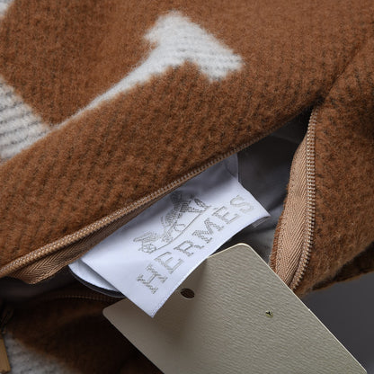 Hermes Wool Cashmere Avalon Pillow GM Ecru Camel 5 of 5