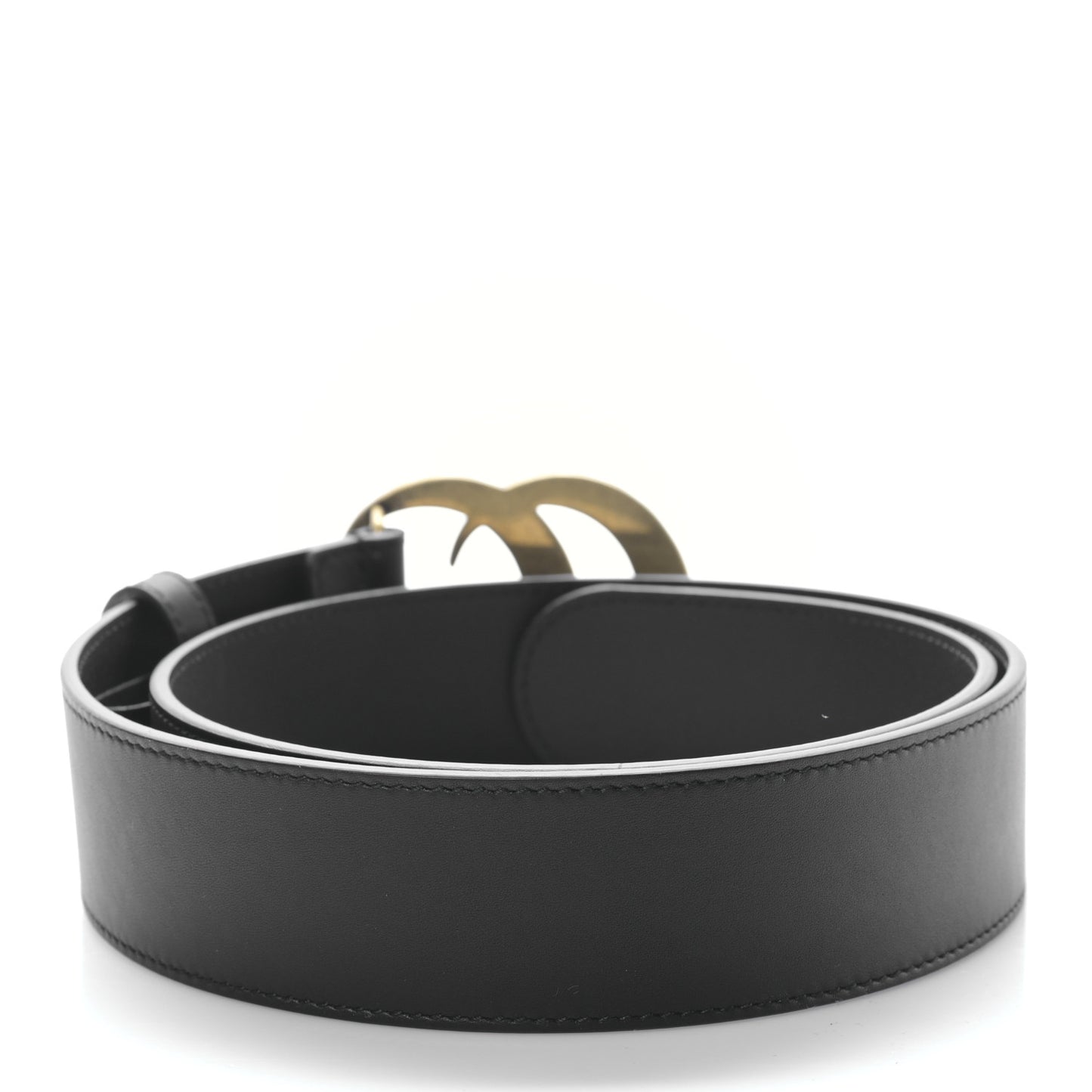 Moon Calfskin Pearl Double G 40mm Belt 80 32 Black Cream